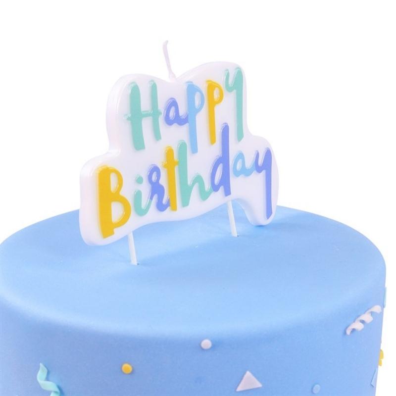 PME Happy birthday kakelys -Blå pastell-