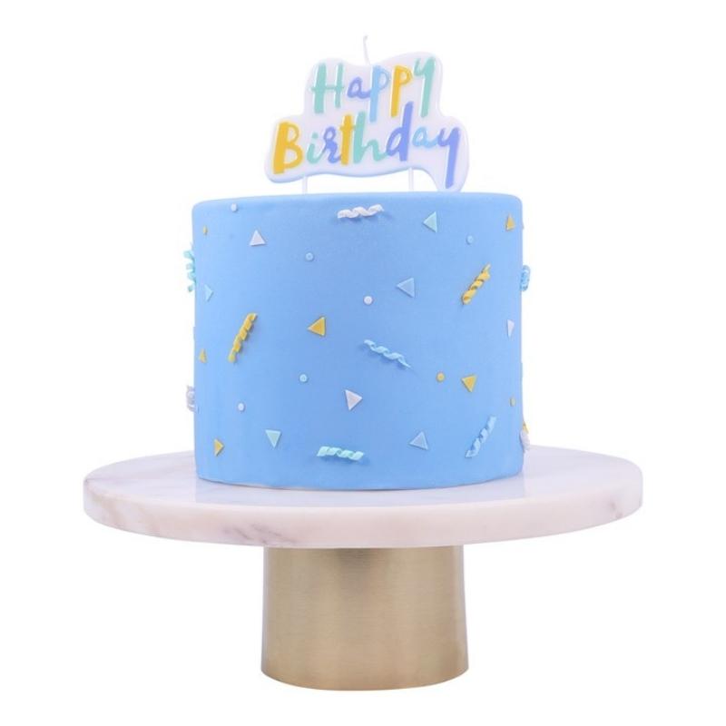 PME Happy birthday kakelys -Blå pastell-