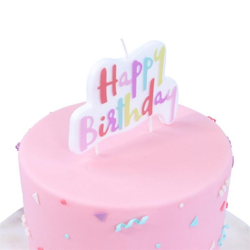 PME kakelys i rosa pastell med skriften happy birthday