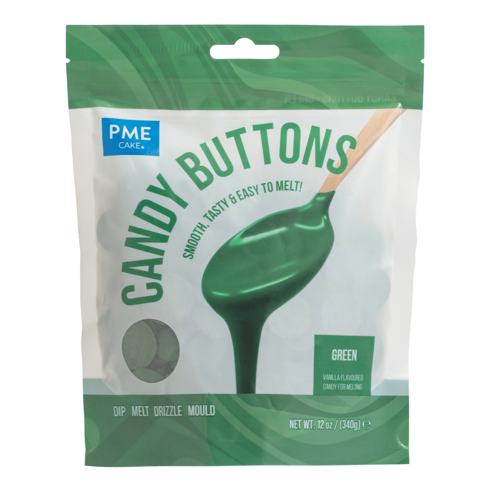 PME Candy Buttons Grønn 340g – perfekt for drips, dipping og dekorasjon