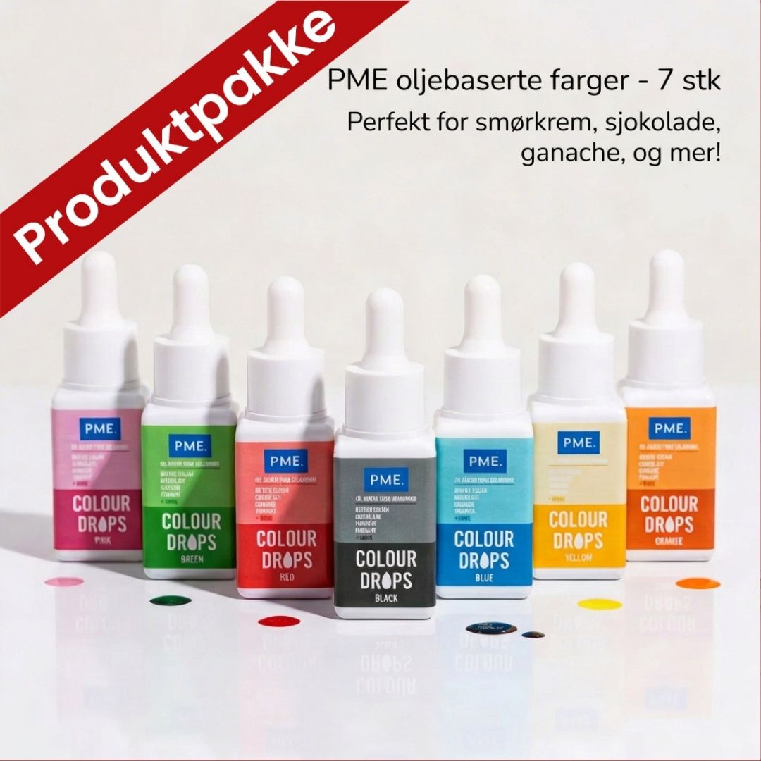PME Oljebasert konditorfarge -Colour Drops- pakke med 7 farger