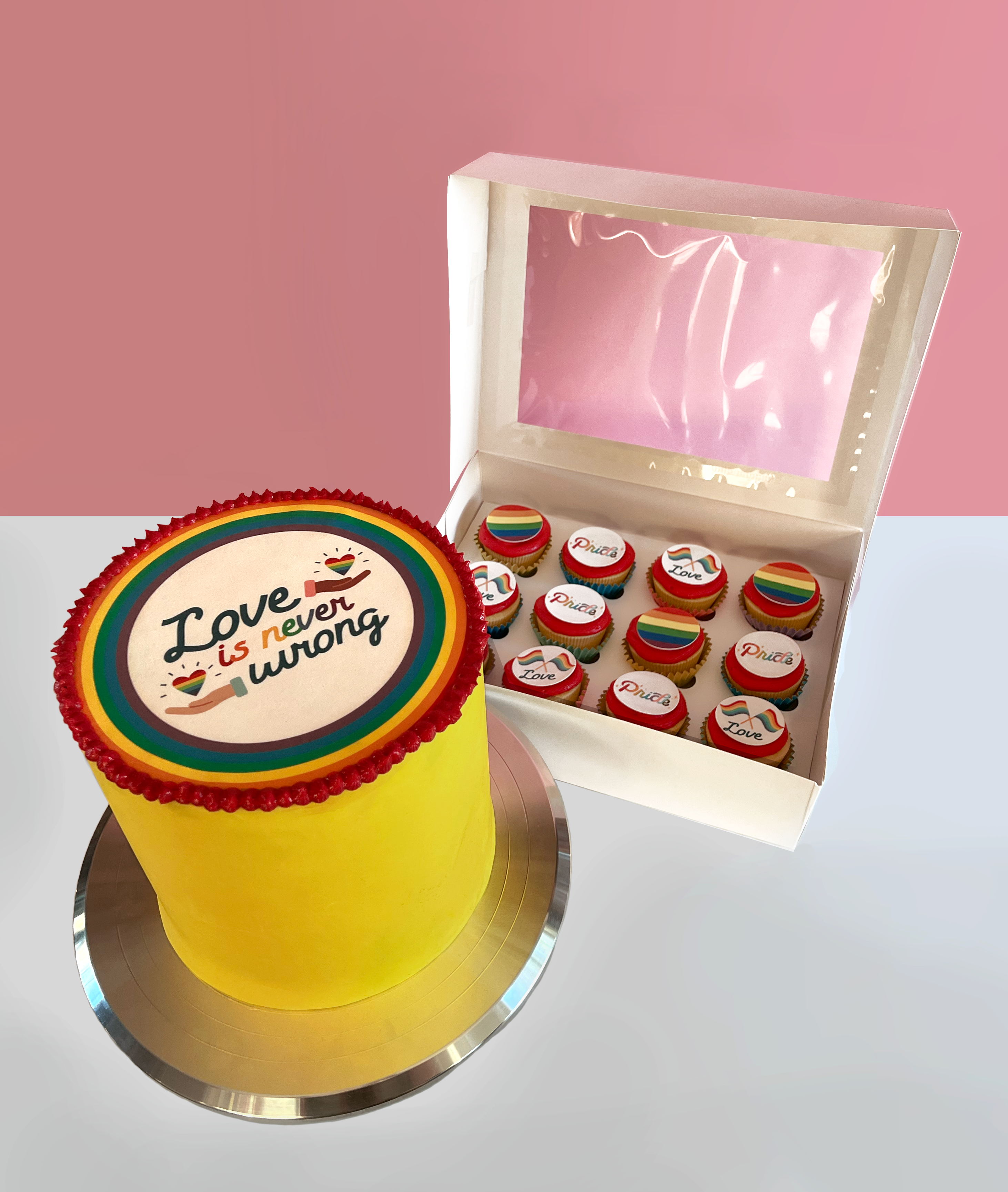 Produktpakke Pride -Kakebilde og cupcakesbilde-