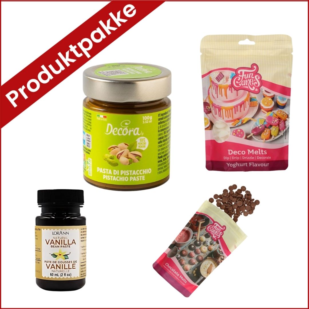 Produktpakke boller med pistasj og sjokolade