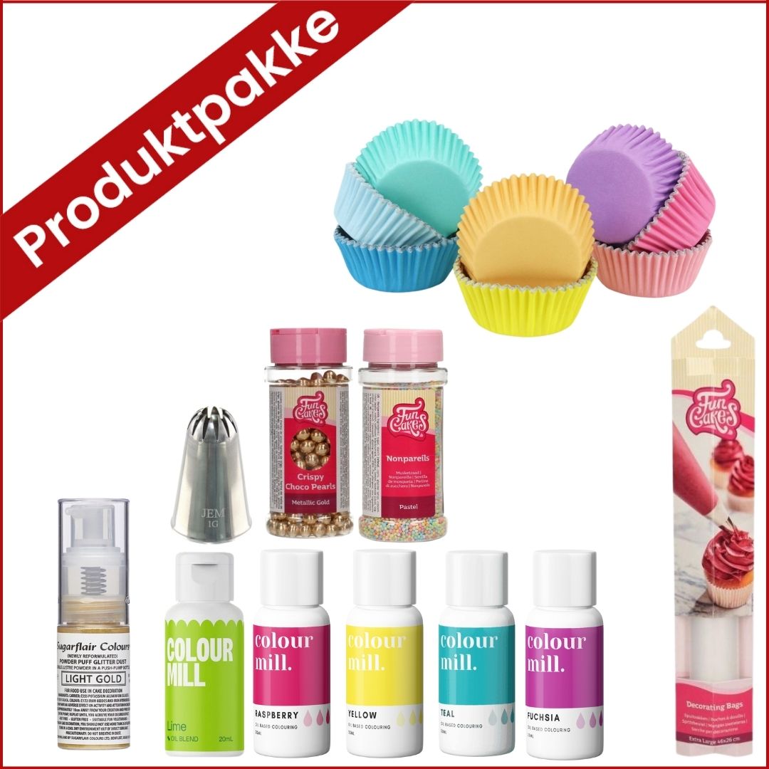 Produktpakke til regnbuecupcakes