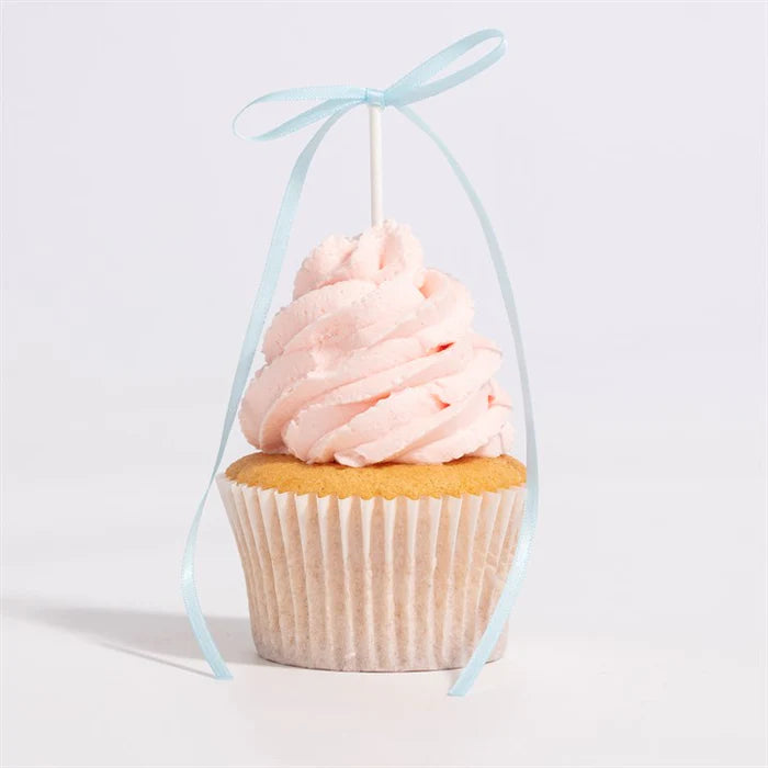 Kaketopp Sløyfe av satengbånd, Blå, 8 stk