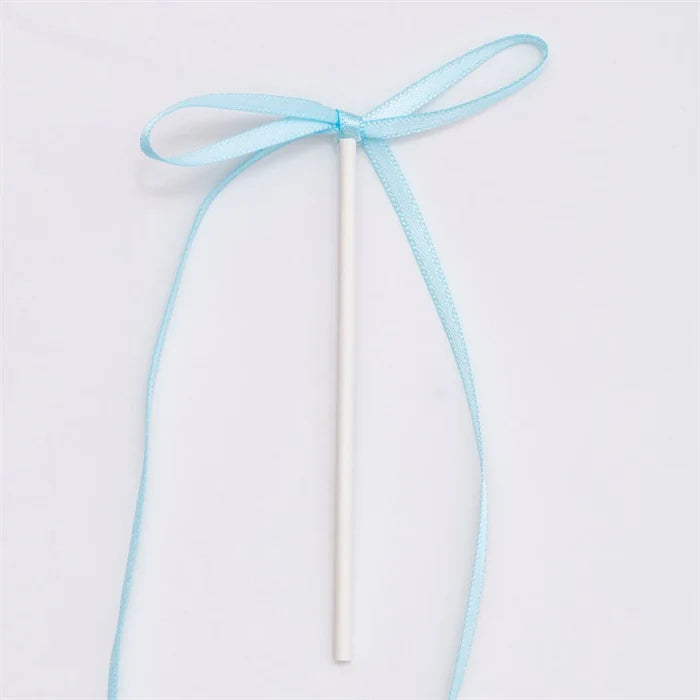 Kaketopp Sløyfe av satengbånd, Blå, 8 stk