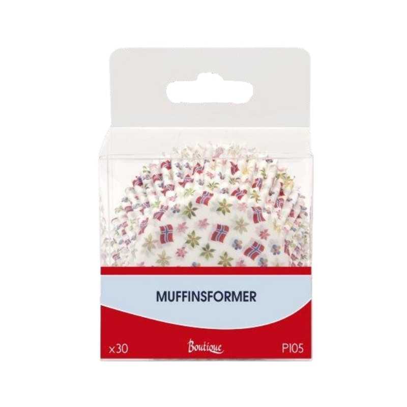 Muffinsformer med norske flagg, pk/30