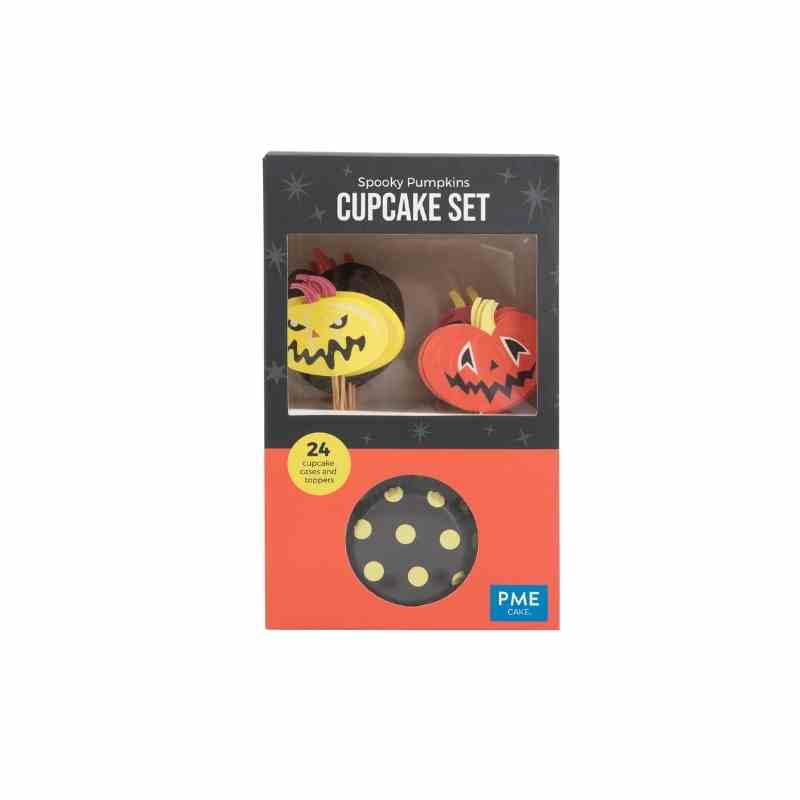 Sett med muffinsformer og topper til halloween