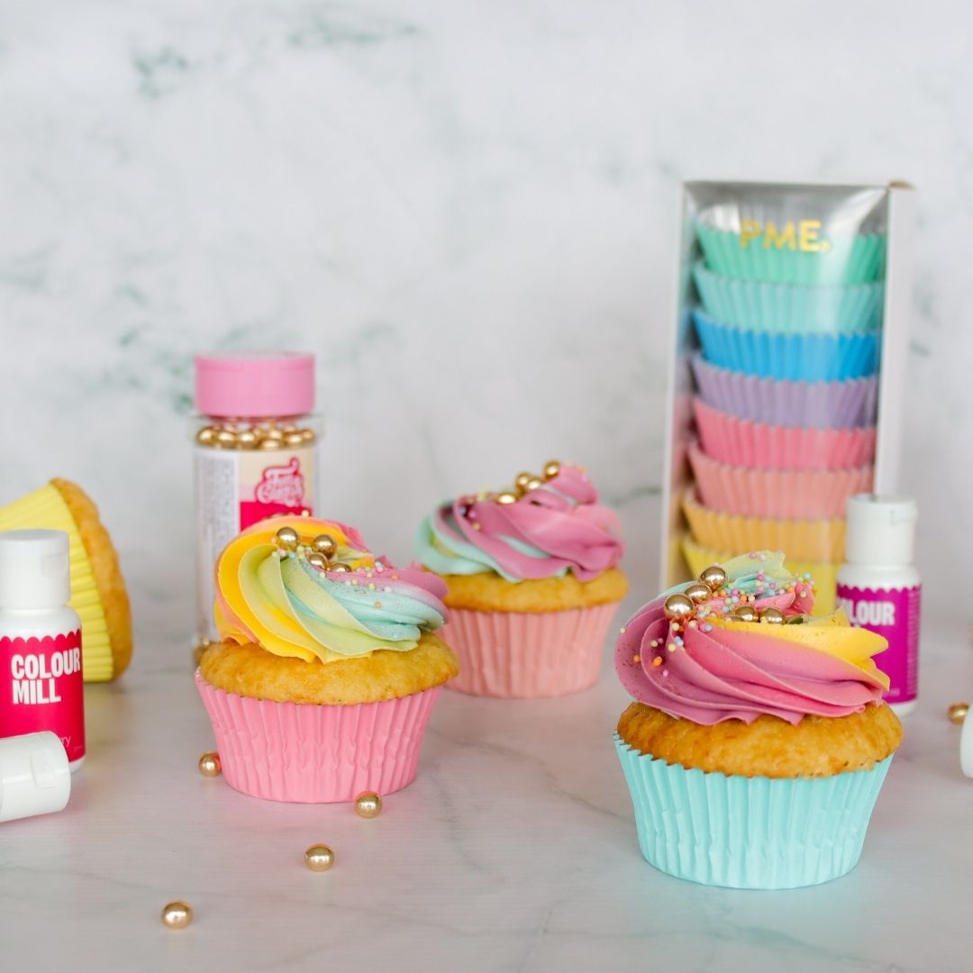 Regnbuecupcakes kit