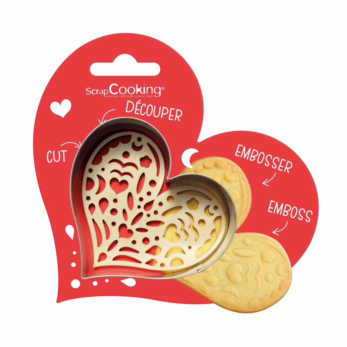 Scrapcooking Utstikker med embosser hjerte