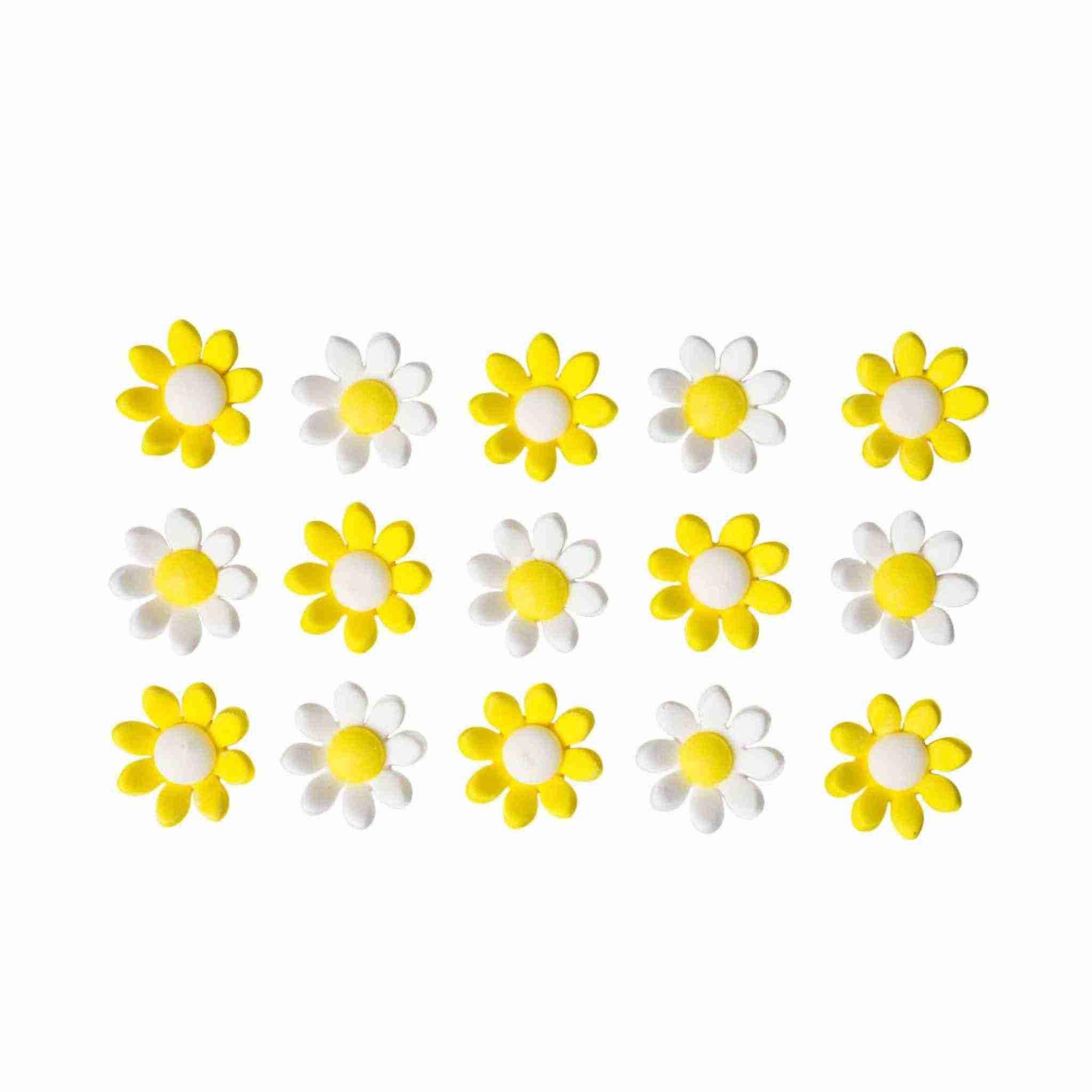 Spiselig Kakepynt -Tusenfryd- Gul og hvit pk/15