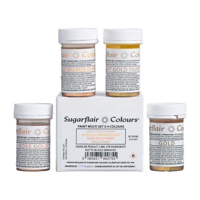 Sugarflair metallisk spiselig maling sett