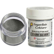 Spiselig glitter mørk sølv