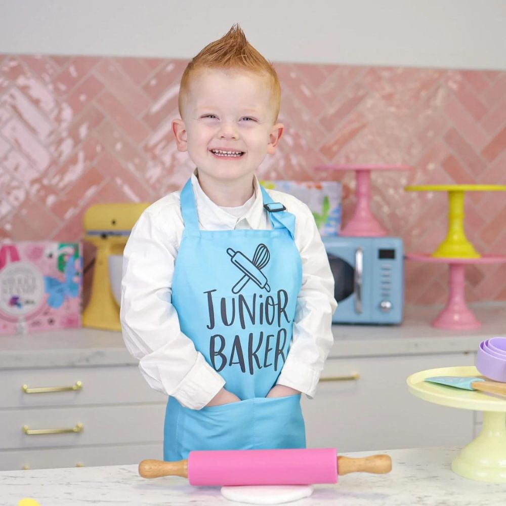 Blått forkle til barn med lommer