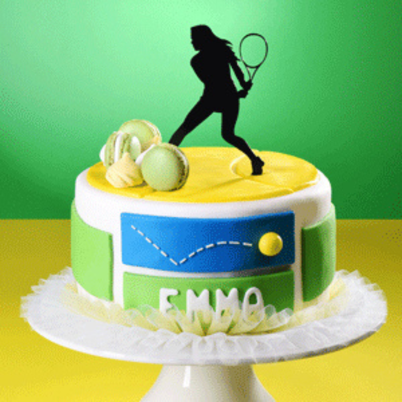 Kaketopp Tennisspiller jente, i metall