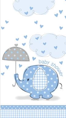Babyshower elefanttrykk, duk, gutt 137cm x 274cm