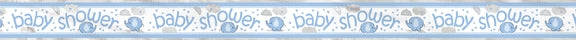 Babyshower blå foil/plast-banner "elefant/paraply"