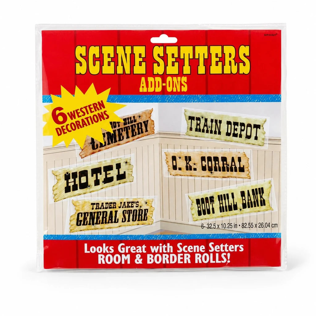 Amscan Scene Setters-pakke med seks Western-skilt