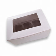 Høy cupcake eske hvit til 6 cupcakes, 12cm høy