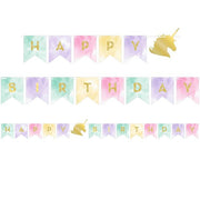 Enhjørning &quot;Happy Birthday&quot; partybanner