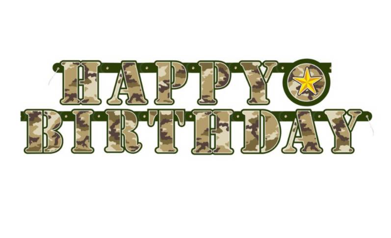 banner happy birthday kamuflasje