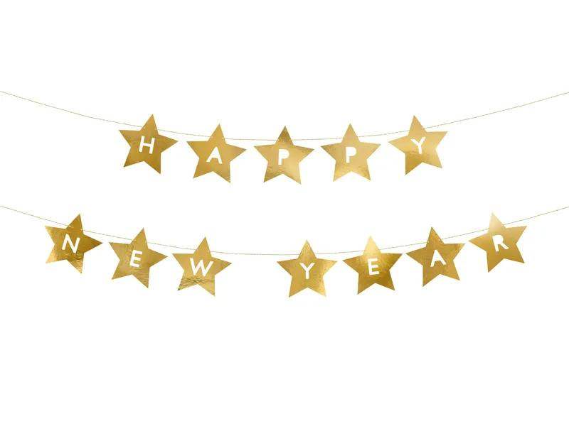 banner happy new year gull stjerner