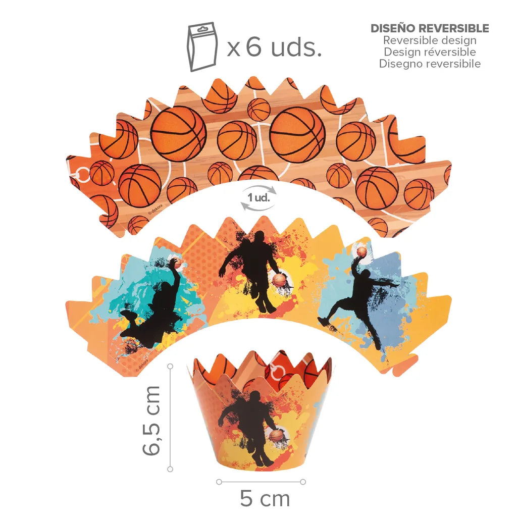 Basketball muffinsformer med toppere, 12 stk