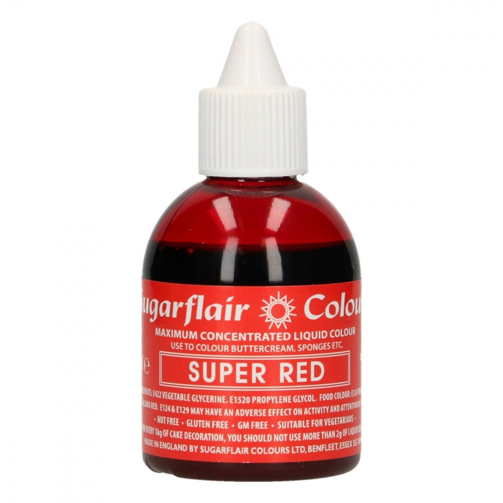 Sugarflair Flytende farge, Rød -Super Red- 60ml