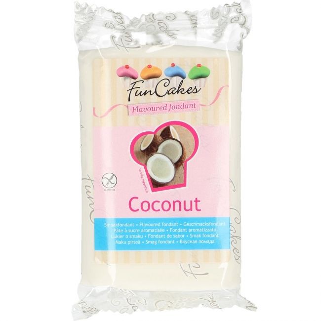 Hvit fondant med smak av kokos fra FunCakes, 250g