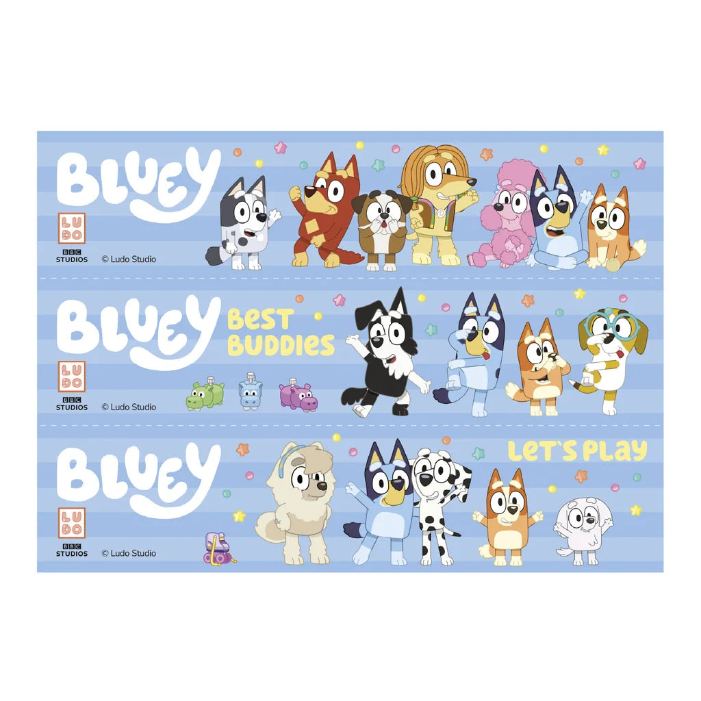 Spiselig kakebånd med Bluey, Bingo og venner i fargerikt design