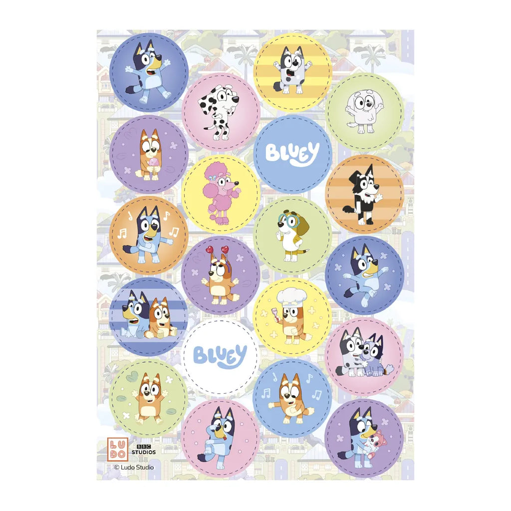 Bluey & Bingo spiselige kakebilder til cupcakes og muffins Ø3,4 cm