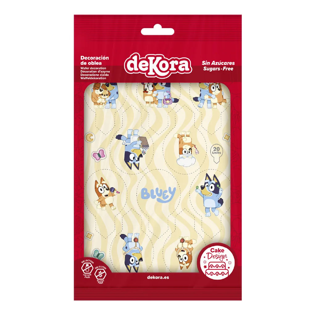 Bluey cupcakedekorasjoner i wafer, 20 stk, i pakke fra DeKora