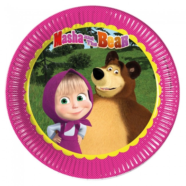 Masha og Mishka papptallerken 23cm, 8stk