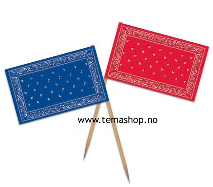 Flaggpicks 6cm (bandanatrykk), 50stk 25rød/25blå