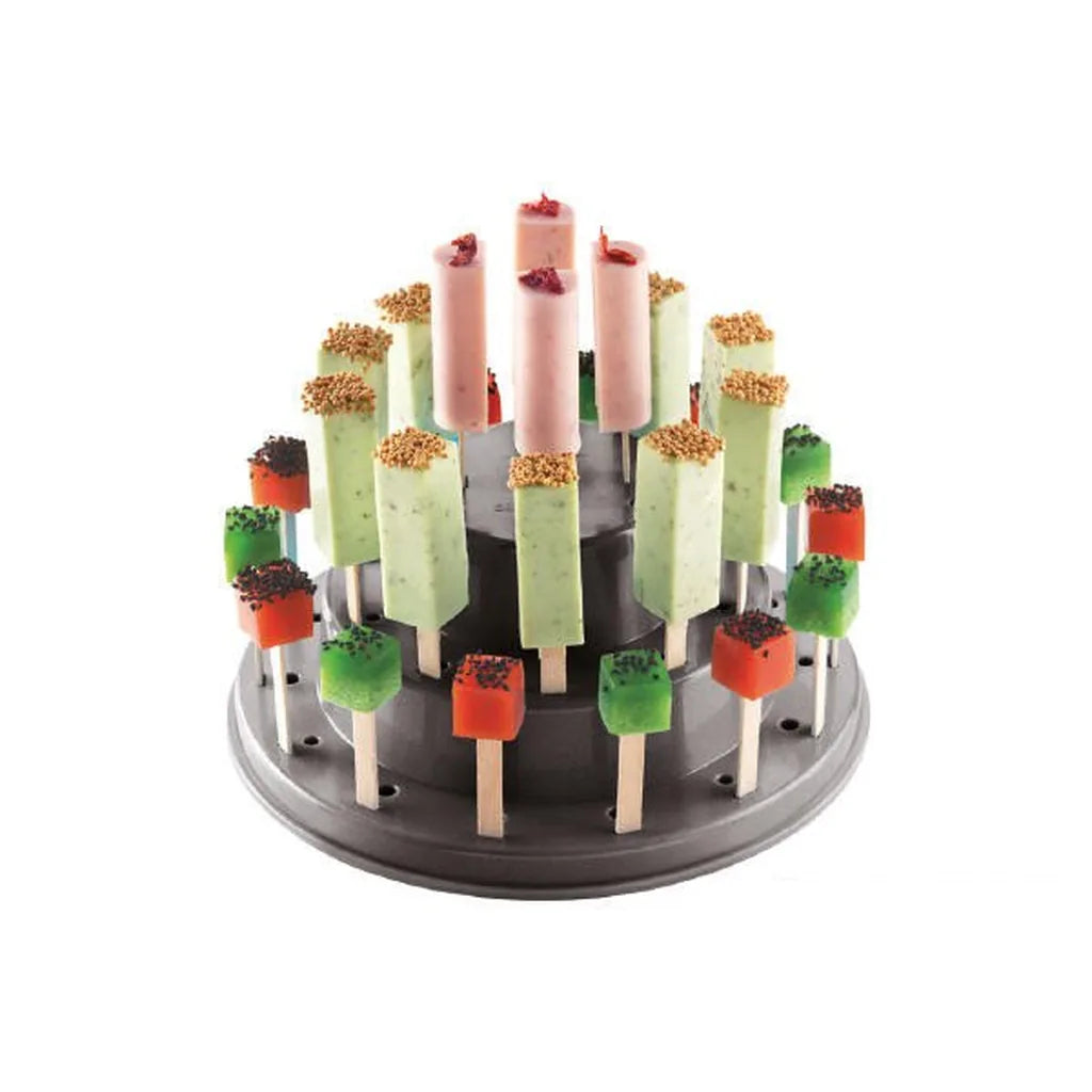 Cake pops-stativ med fargerike ispinner
