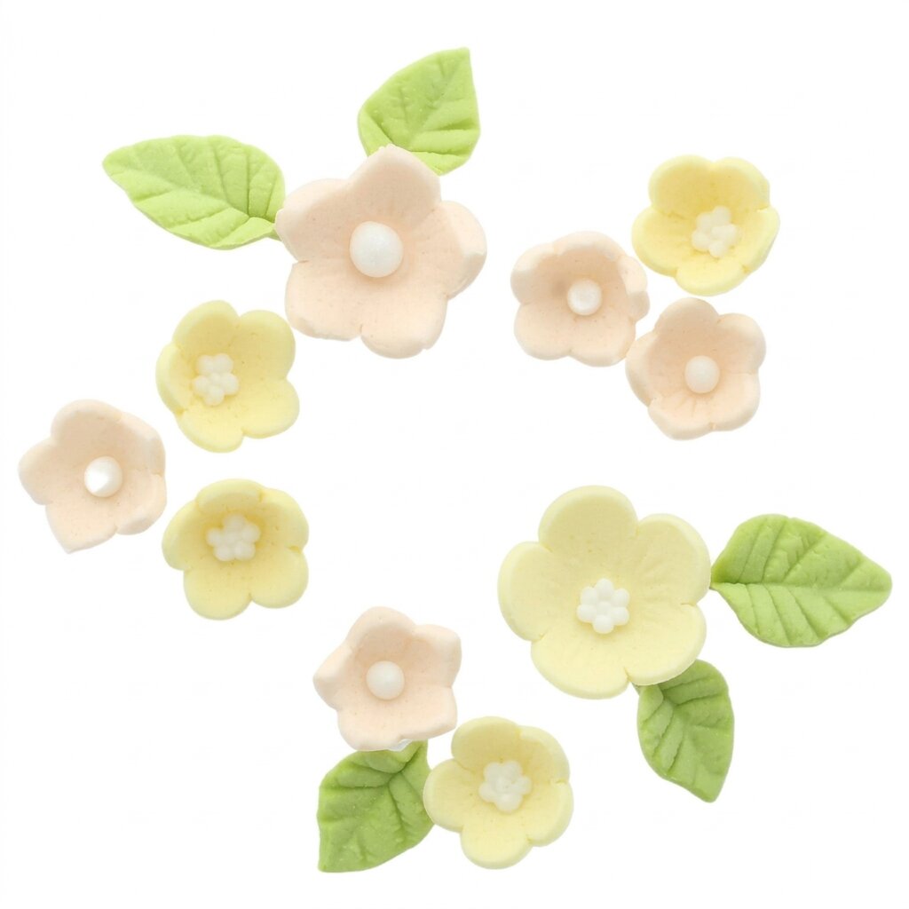 Culpitt Spiselig kakepynt Gul blomster og blader pk/12