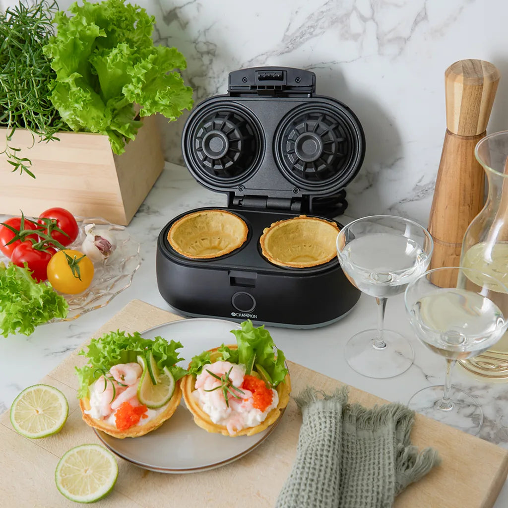 Vaffelskåljern Champion Health Dobbelt 1000W – Svart