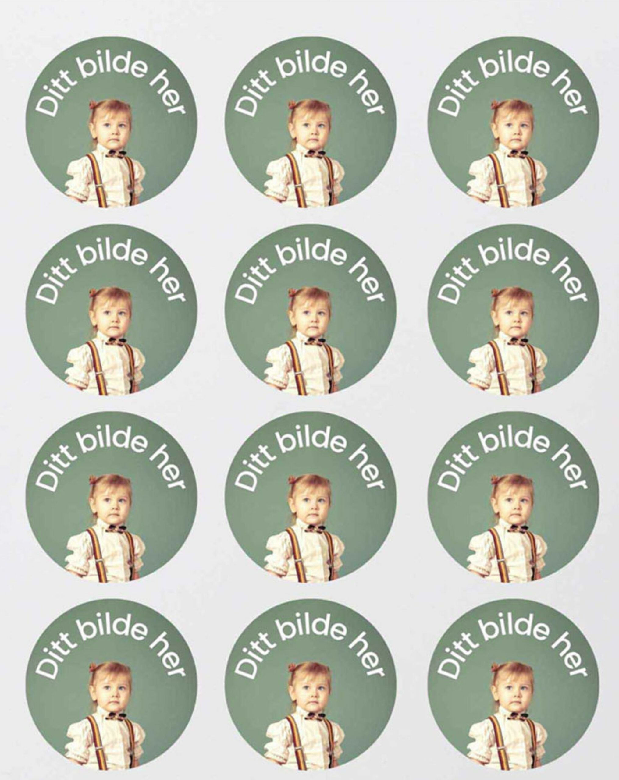 Spiselig cupcakebilde med eget motiv - Rund 5cm