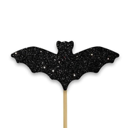 cupcaketopper til halloween, svart glitrende flaggermus
