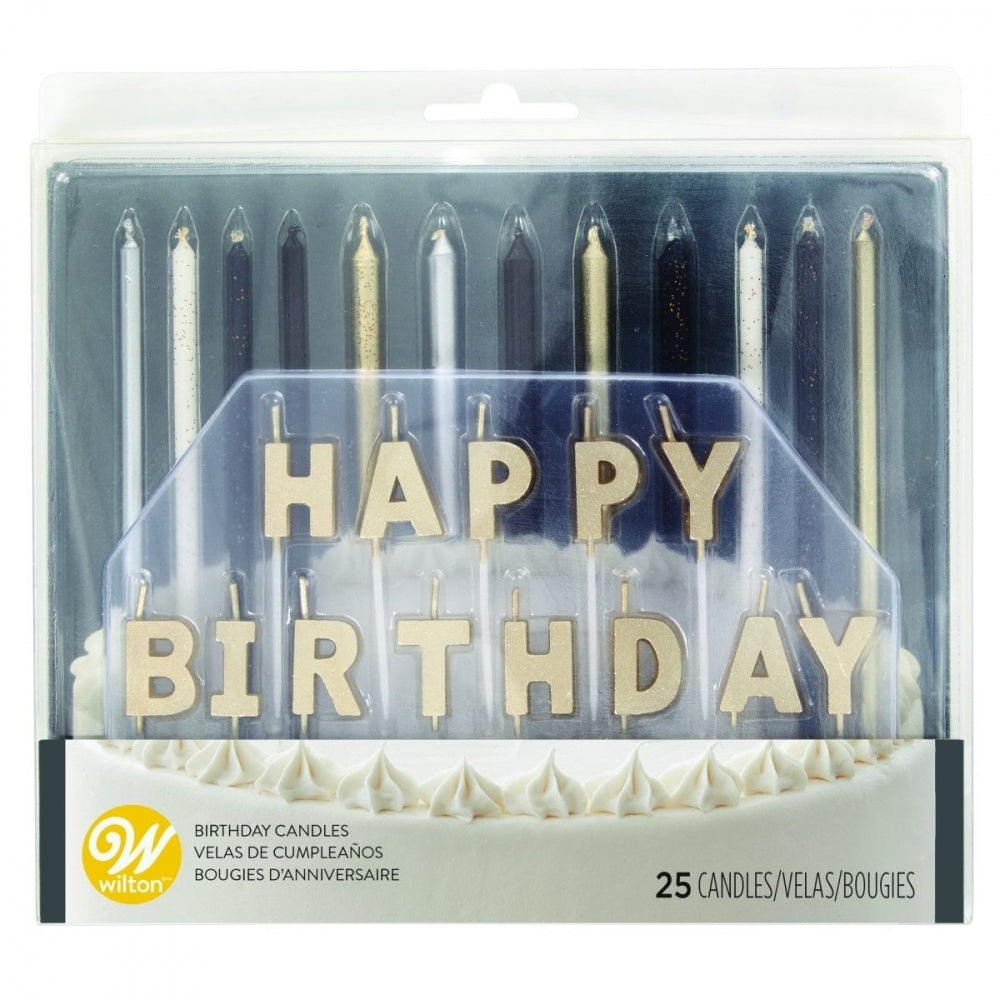 Wilton kakelys -Happy Birthday- Metallic, Sett/25