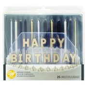 Wilton kakelys -Happy Birthday- Metallic, Sett/25