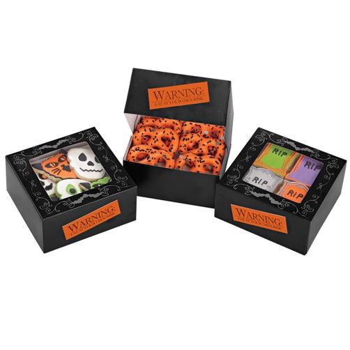 Gaveesker til Halloween -Warning- 7,5x16x16cm, pk/3