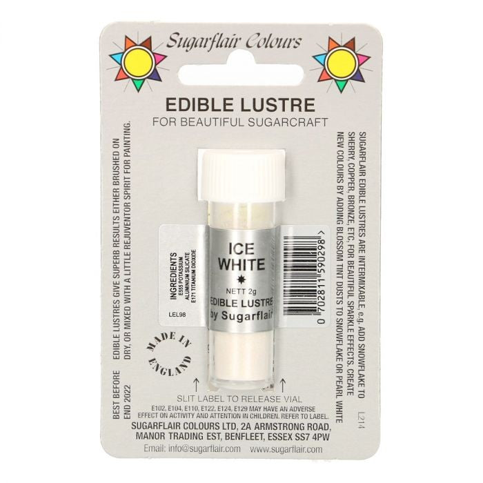 Sugarflair spiselig glitter Ice White, 2g