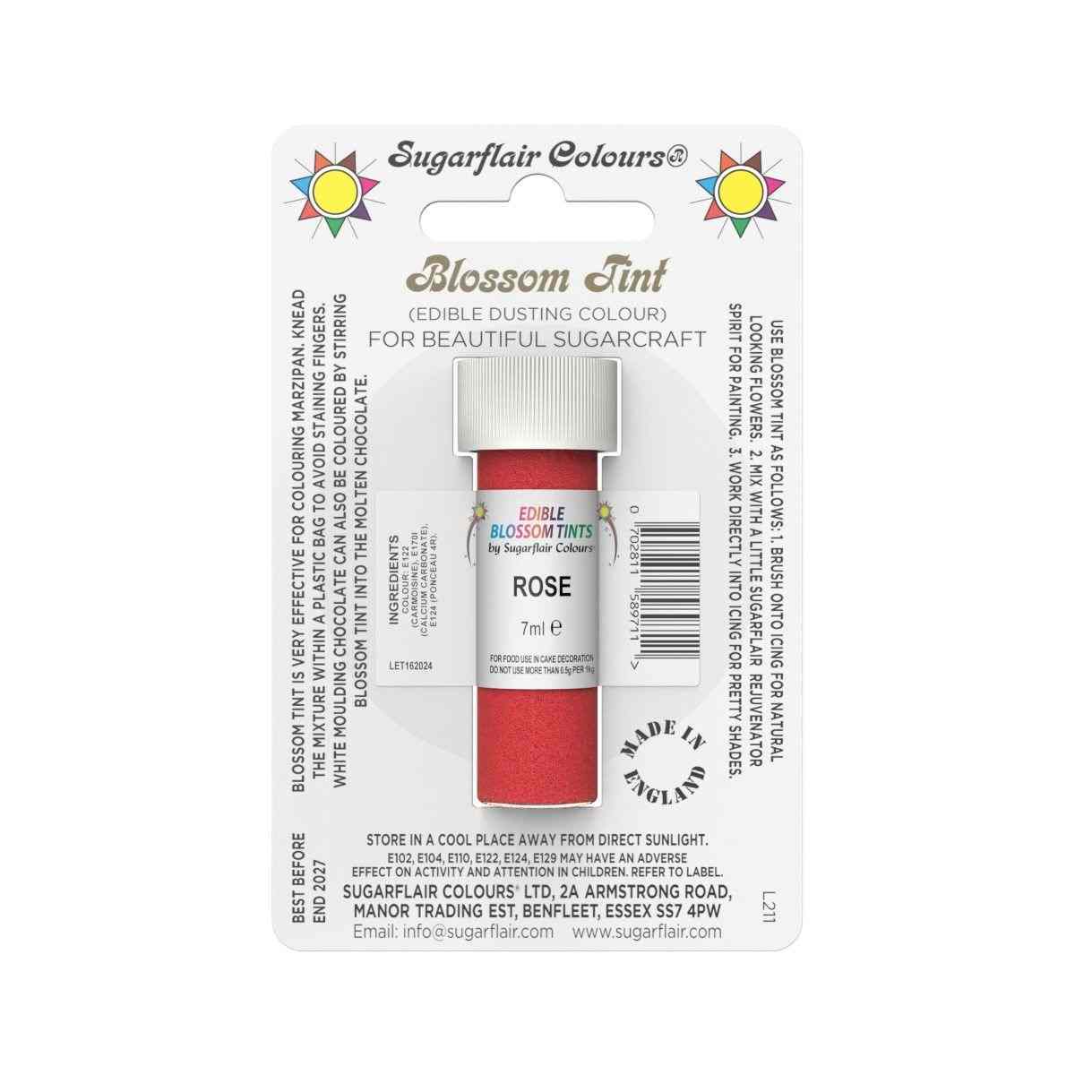 Sugarflair pulverfarge Rose, 7ml