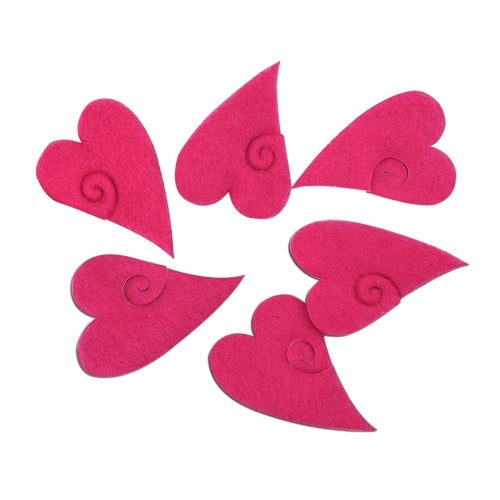 Fuchsia/Rosa hjertebordpynt, 6stk 4,5 x 3,2 x 0,2cm