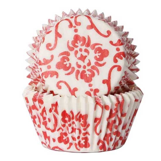 Muffinsform Rød brokade, 50 stk