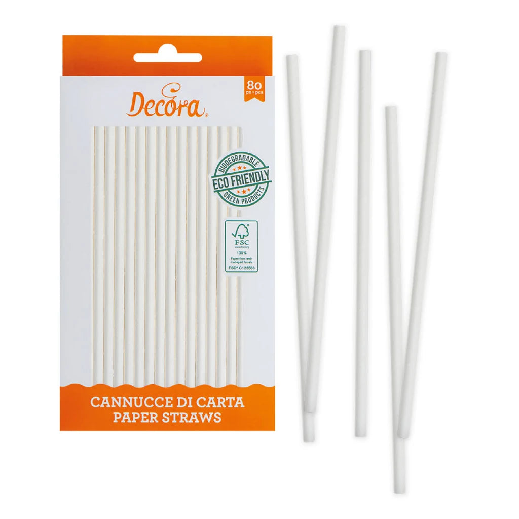 Decora papirsugerør -Hvit- pk/80 – produktbilde