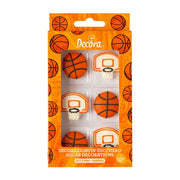 Decora spiselig kakepynt basketball med kurver, pakke med 6 sukkerdekorasjoner