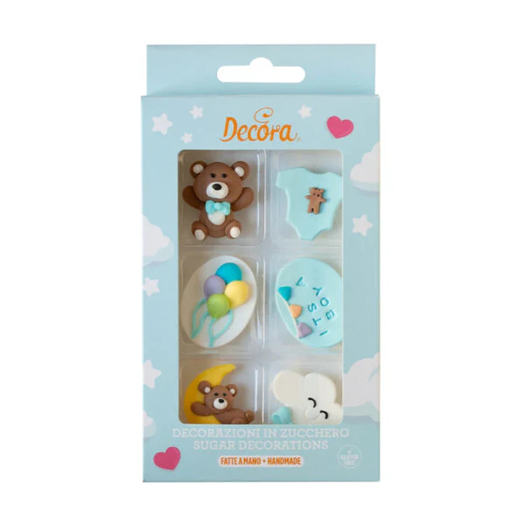 Decora Spiselig Kakepynt Blå -Baby- pk/6