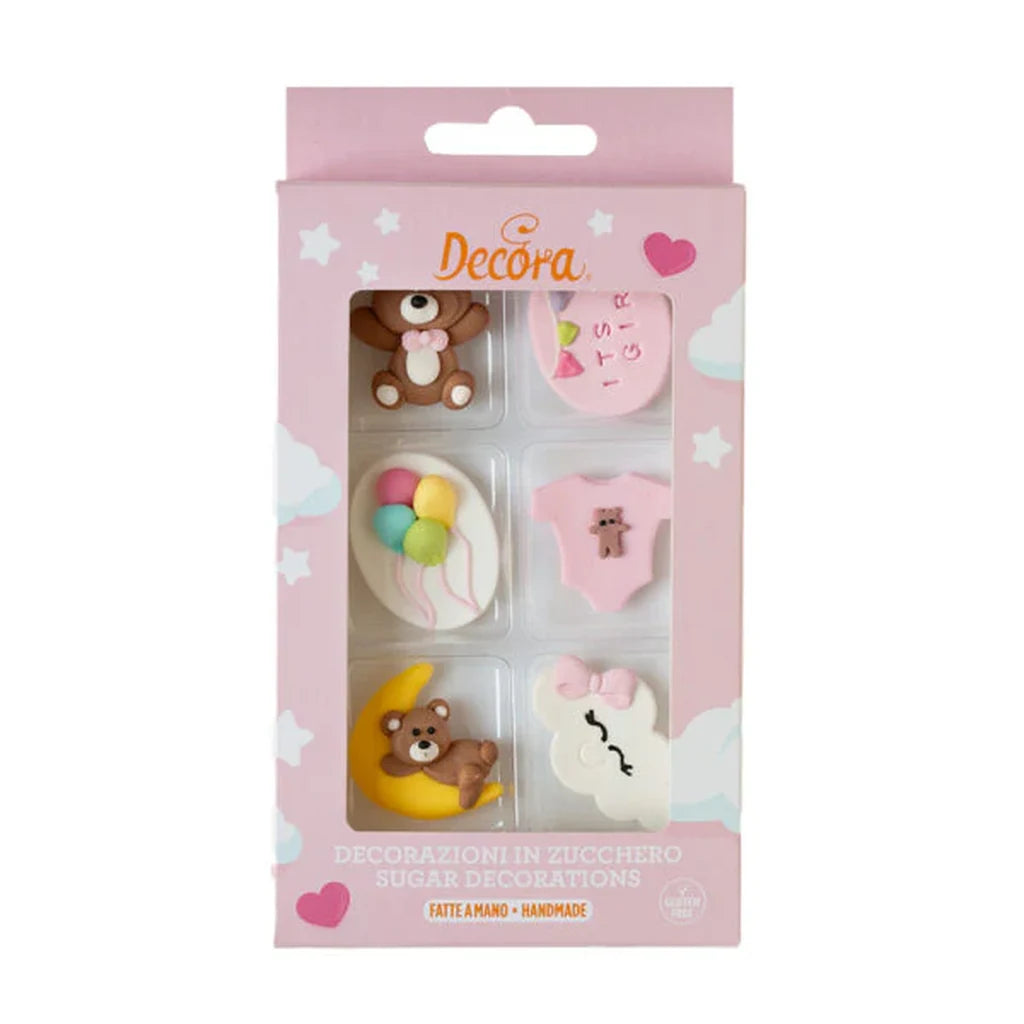 Decora Spiselig Kakepynt Rosa -Baby- pk/6